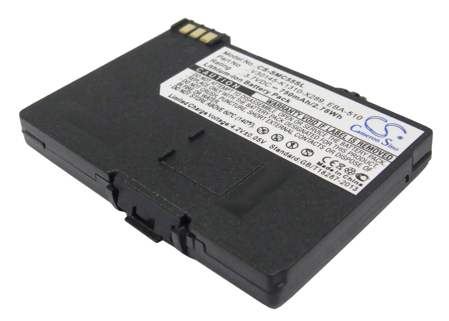 3.7V, 750mAh, Li-ion Battery fits Siemens, A51, A52, 2.775Wh