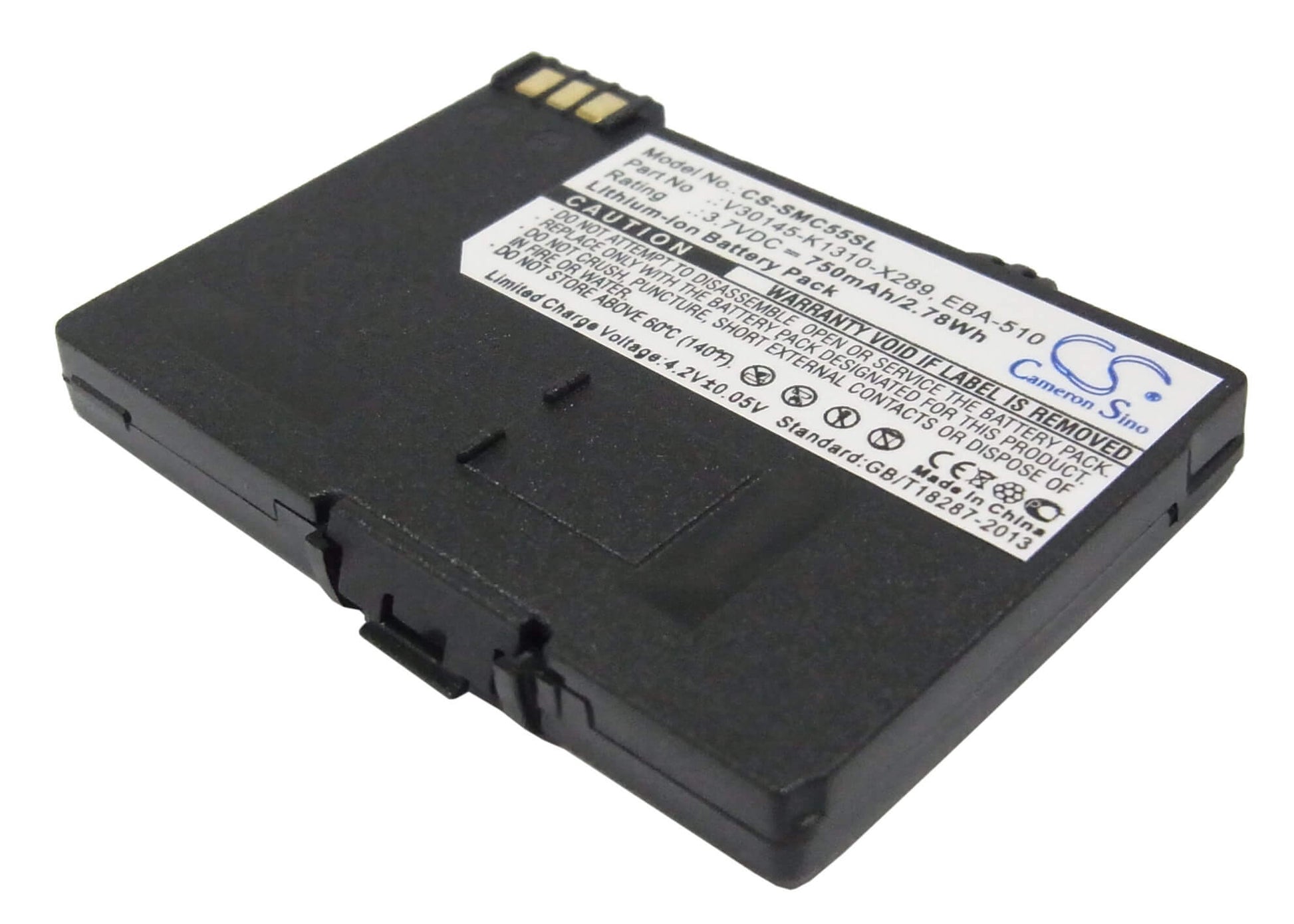 3.7V, 750mAh, Li-ion Battery fits Siemens, A51, A52, 2.775Wh