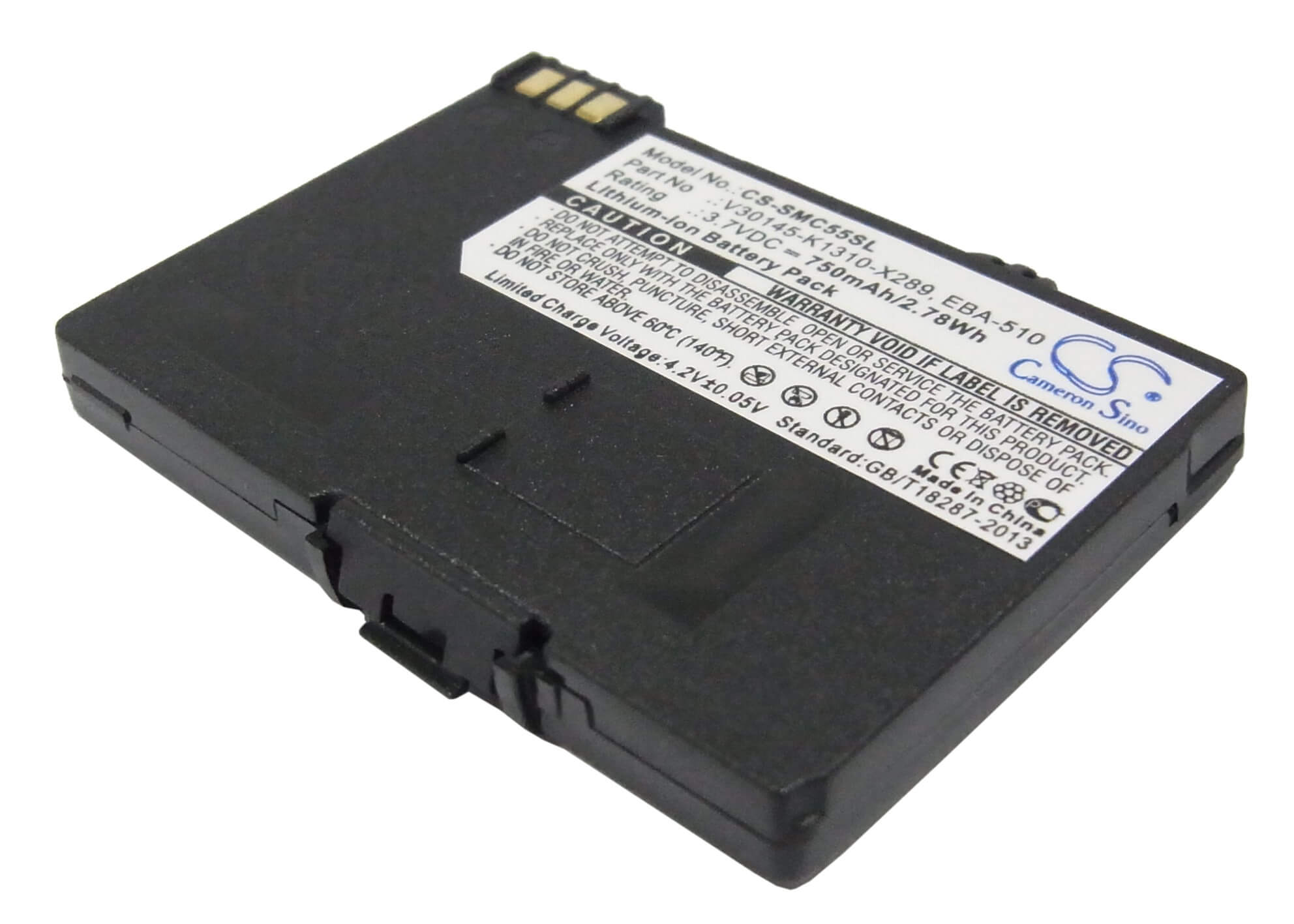 3.7V, 750mAh, Li-ion Battery fits Siemens, A51, A52, 2.775Wh