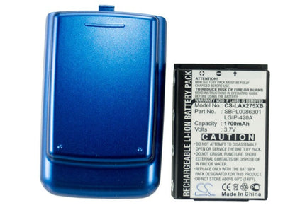 3.7V, 1700mAh, Li-ion Battery fits Lg, Ax275, 6.29Wh