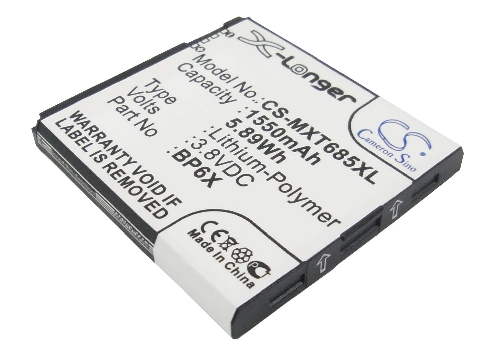 3.8V, 1550mAh, Li-Polymer Battery fits Motorola, Motosmart Plus, Pro, 5.89Wh