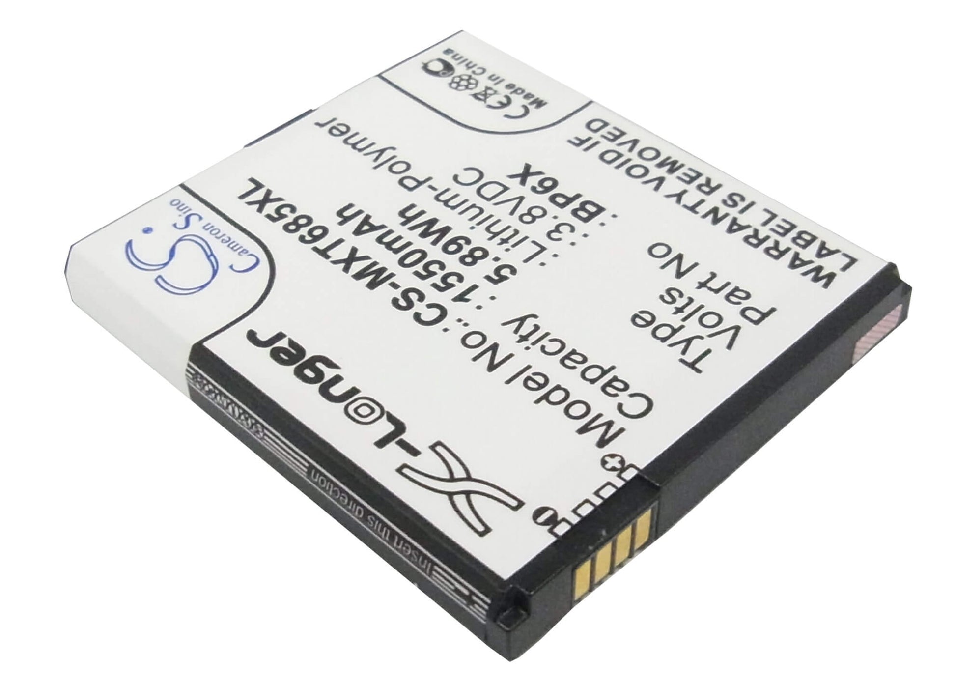 3.8V, 1550mAh, Li-Polymer Battery fits Motorola, Motosmart Plus, Pro, 5.89Wh