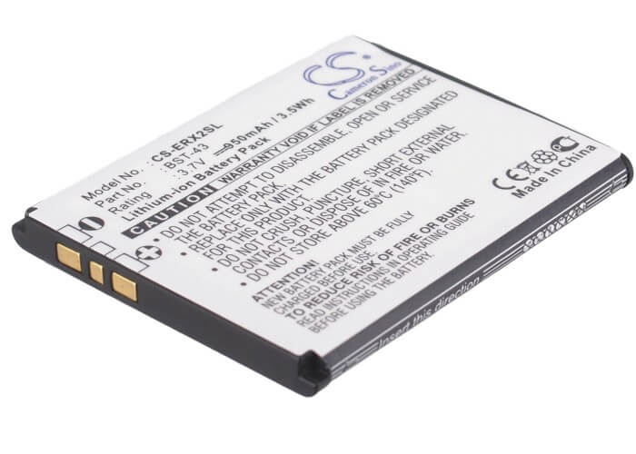 3.7V, 950mAh, Li-ion Battery fits Sony Ericsson, Cedar J108, Hazel, 3.515Wh