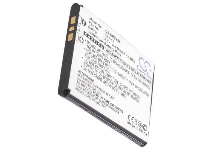 3.7V, 950mAh, Li-ion Battery fits Sony Ericsson, Cedar J108, Hazel, 3.515Wh
