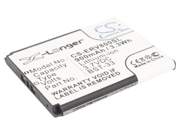 3.7V, 900mAh, Li-ion Battery fits Sony Ericsson, C702, C901 Greenheart, 3.33Wh