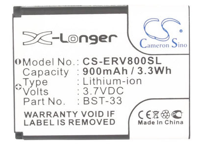 3.7V, 900mAh, Li-ion Battery fits Sony Ericsson, C702, C901 Greenheart, 3.33Wh