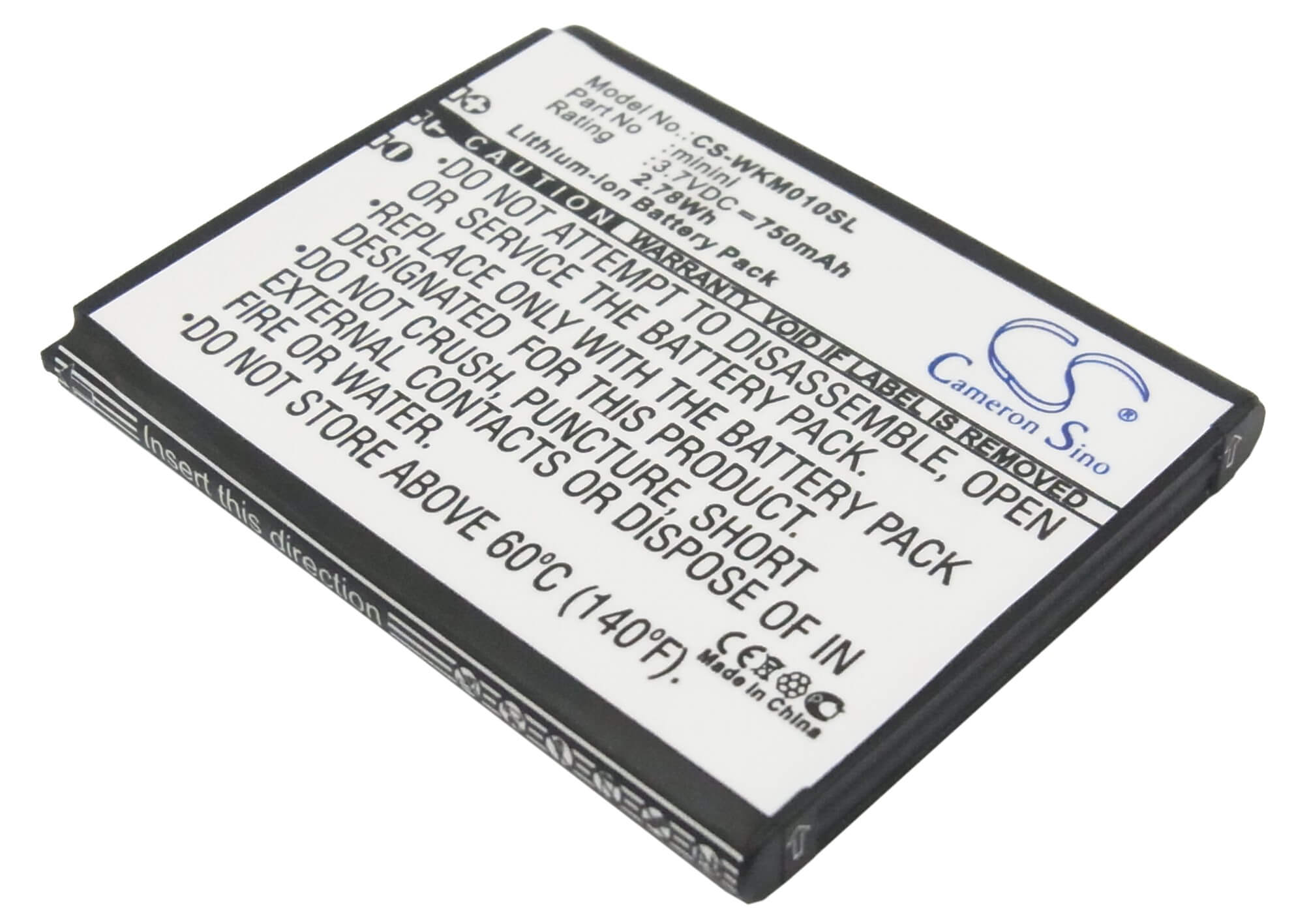 3.7V, 750mAh, Li-ion Battery fits Wiko, Minimi, 2.775Wh