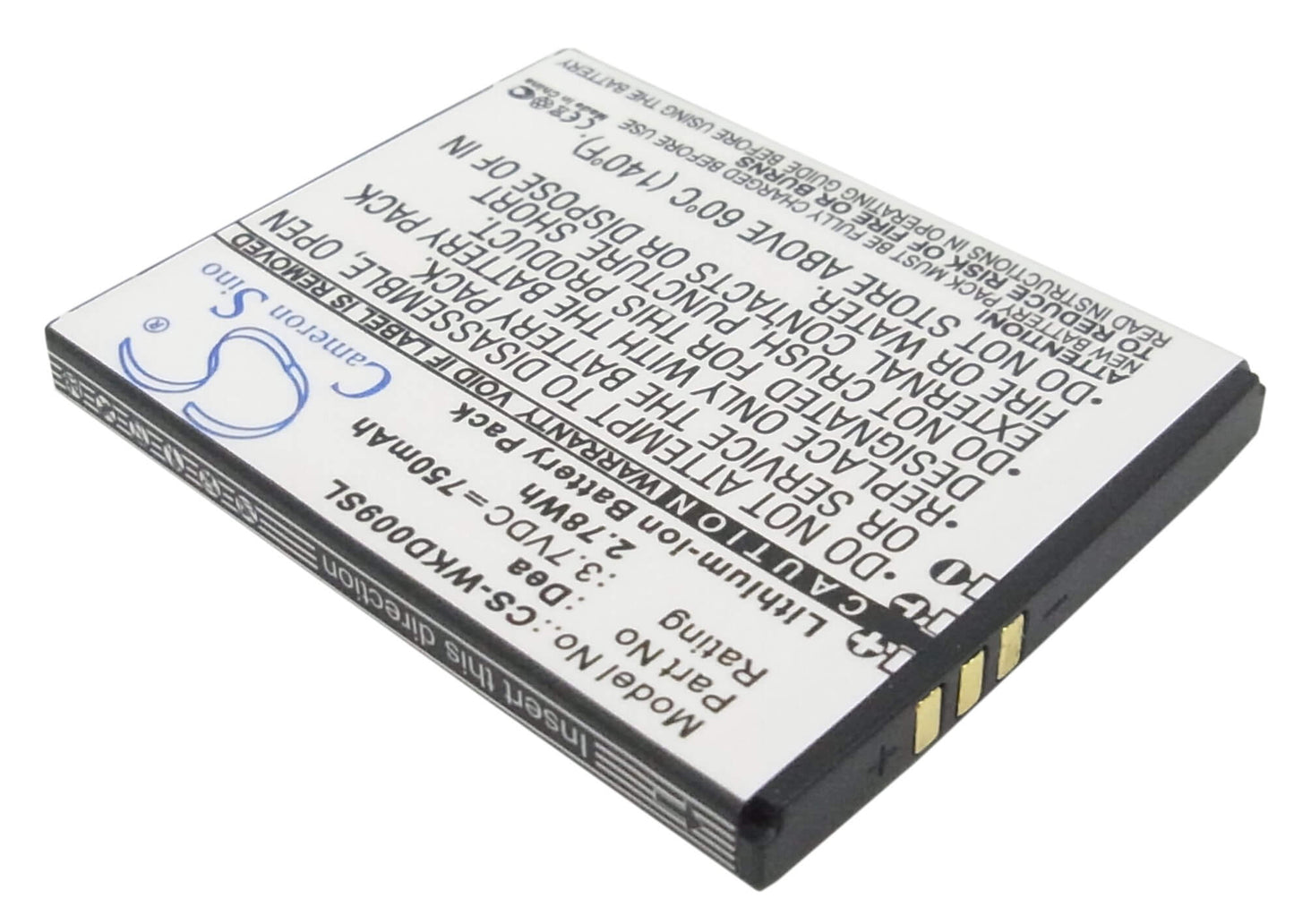 3.7V, 750mAh, Li-ion Battery fits Wiko, Dea, 2.775Wh