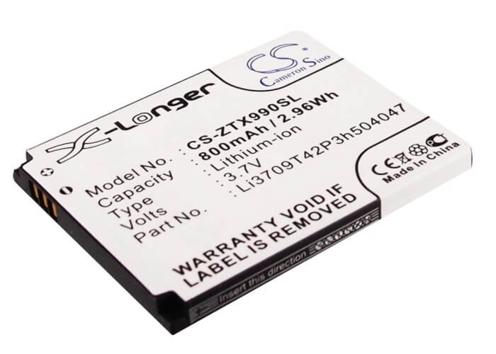 3.7V, 800mAh, Li-ion Battery fits Zte, Altair 2, Cg990, 2.96Wh