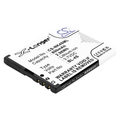 3.7V, 800mAh, Li-ion Battery fits Nokia, 2680, 2680 Slide, 2.96Wh