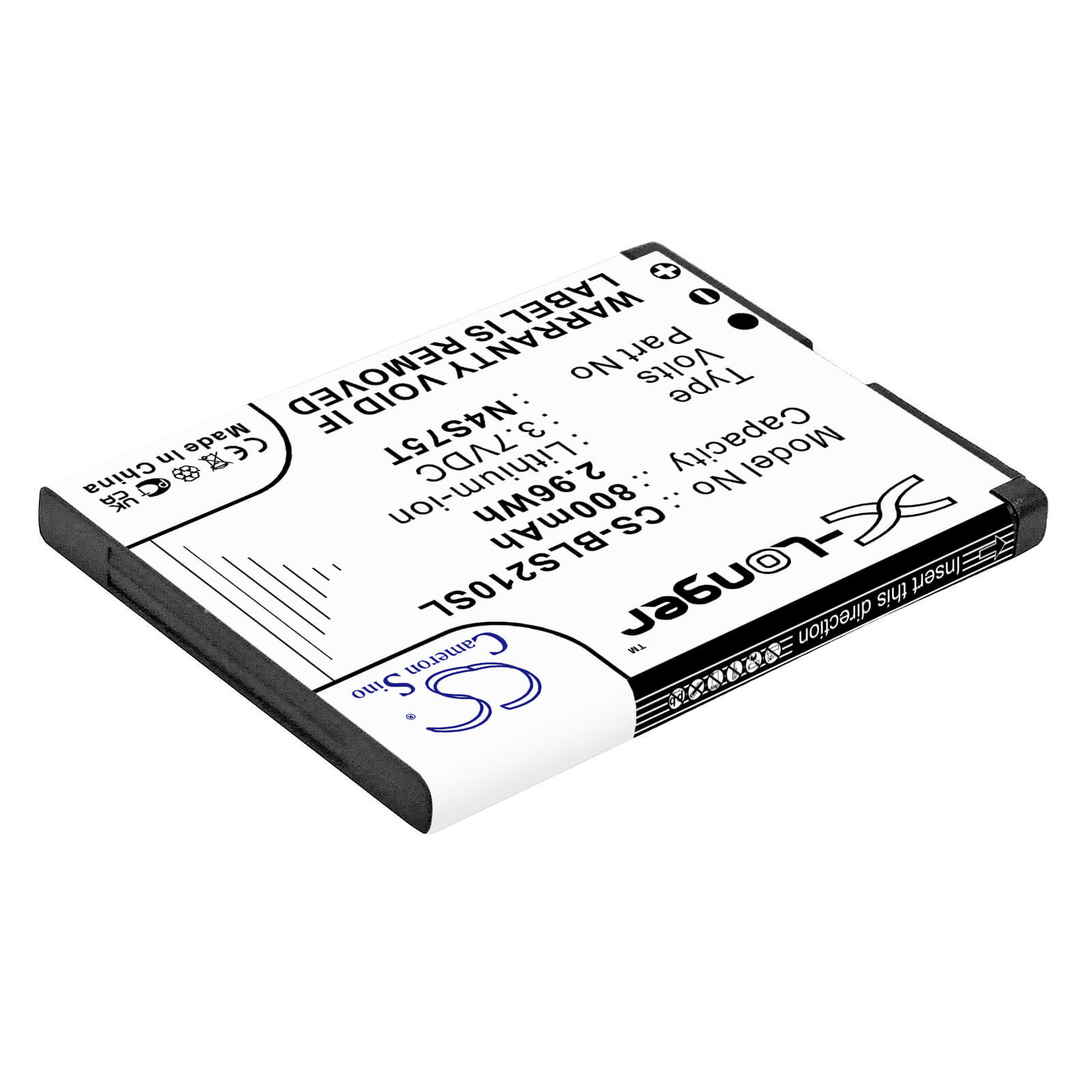 3.7V, 800mAh, Li-ion Battery fits Blu, Deejay Ii, Deejay Touch, 2.96Wh