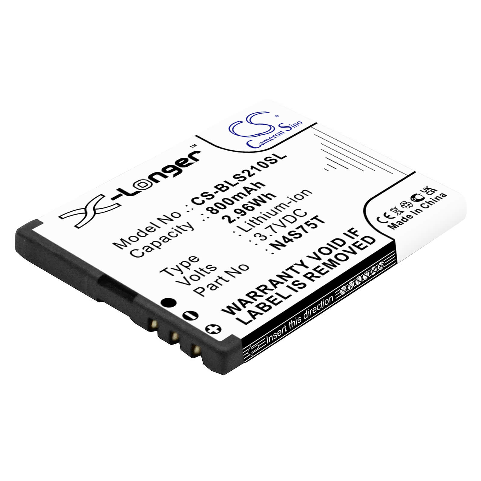 3.7V, 800mAh, Li-ion Battery fits Binatone, Sm800, 2.96Wh