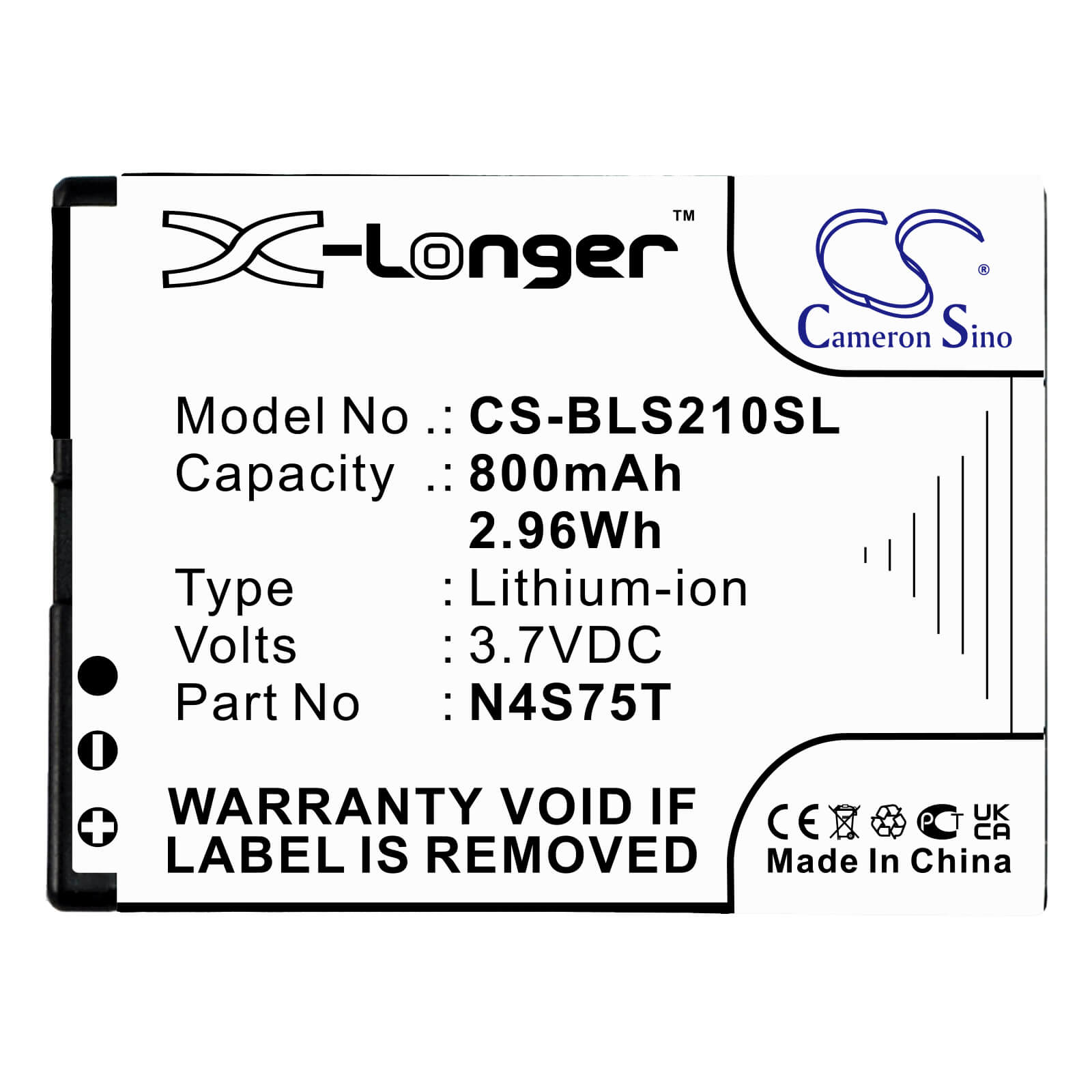 3.7V, 800mAh, Li-ion Battery fits Aeg, Voxtel M320, 2.96Wh