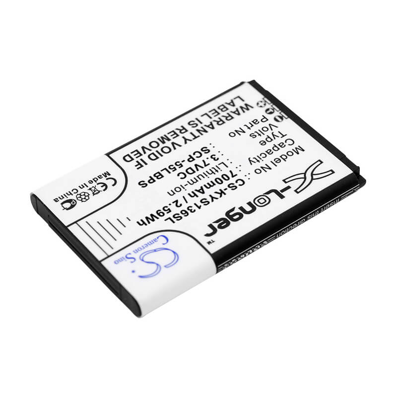 3.7V, 700mAh, Li-ion Battery fits Kyocera, Jax S1360, Rally S1370, 2.59Wh
