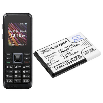 3.7V, 700mAh, Li-ion Battery fits Kyocera, Jax S1360, Rally S1370, 2.59Wh