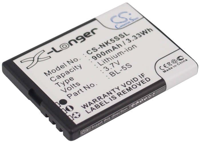 3.7V, 900mAh, Li-ion Battery fits Nokia, 2330, 2330 Classic, 3.33Wh