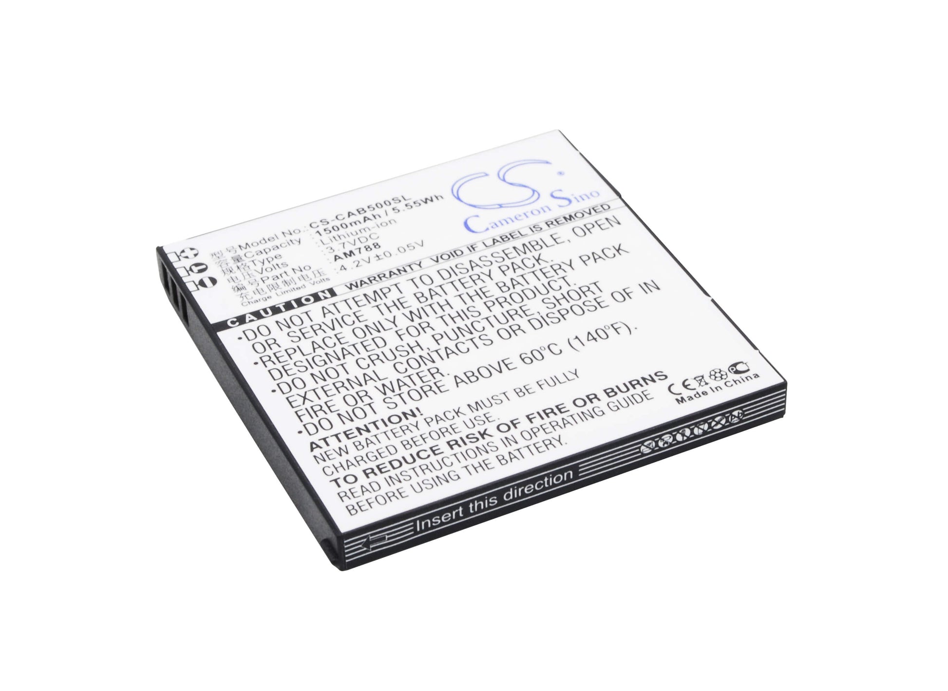 3.7V, 1500mAh, Li-ion Battery fits Aston Martin, Am788, 5.55Wh