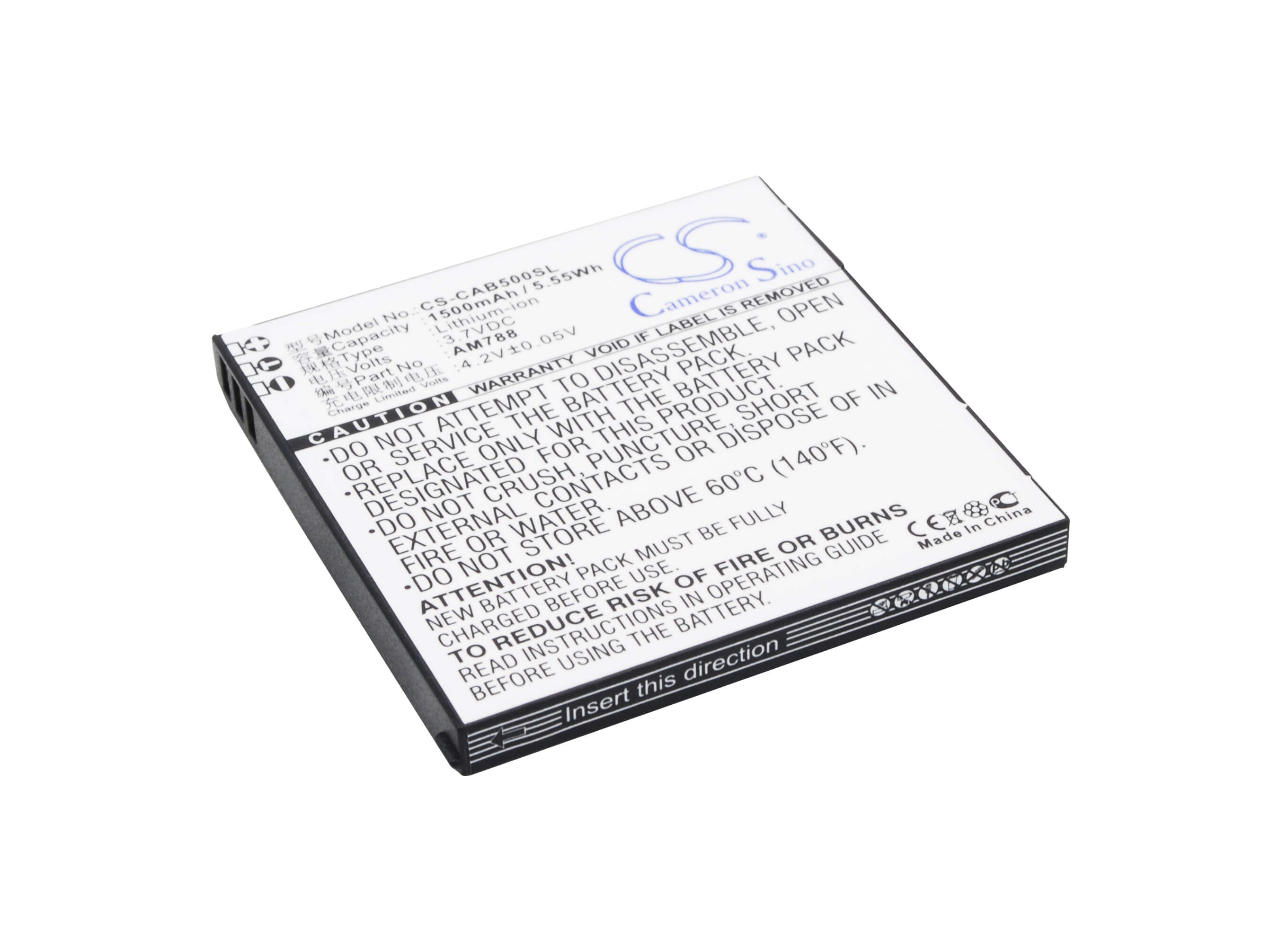 3.7V, 1500mAh, Li-ion Battery fits Aston Martin, Am788, 5.55Wh