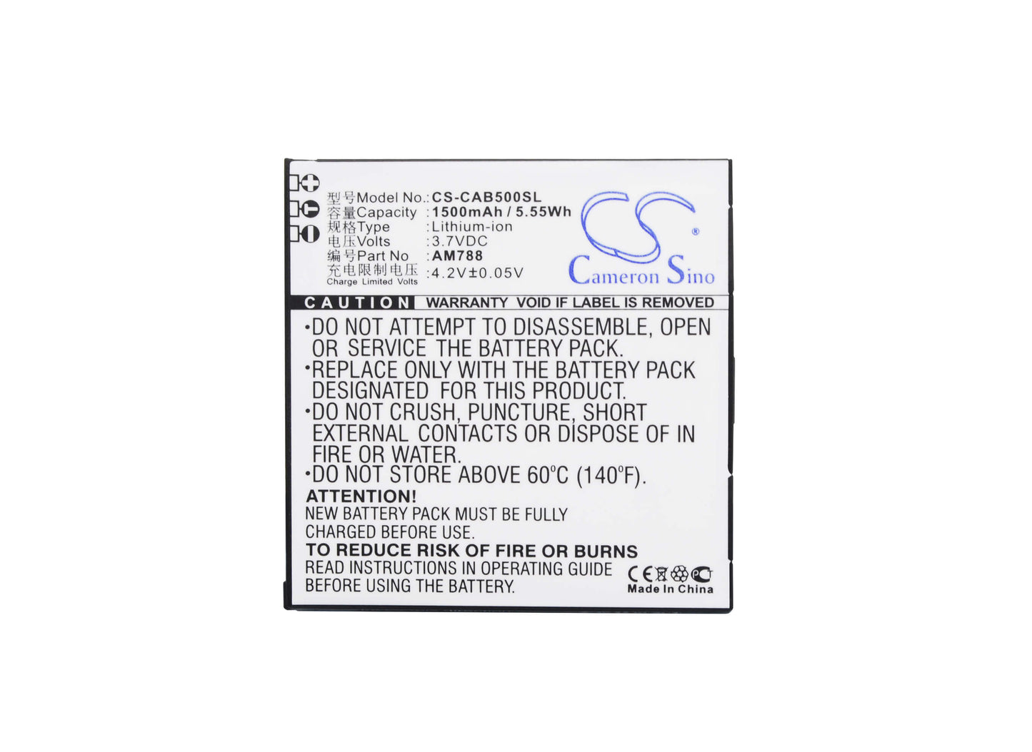3.7V, 1500mAh, Li-ion Battery fits Aston Martin, Am788, 5.55Wh