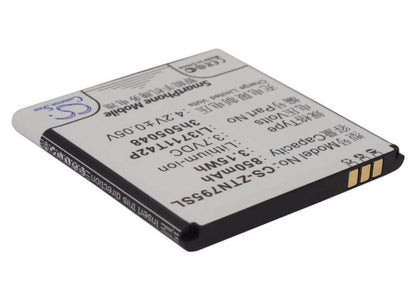 3.7V, 850mAh, Li-ion Battery fits Zte, N795, U791, 3.145Wh