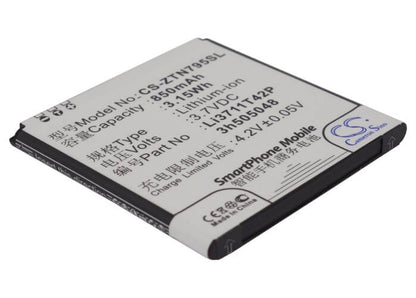 3.7V, 850mAh, Li-ion Battery fits Zte, N795, U791, 3.145Wh
