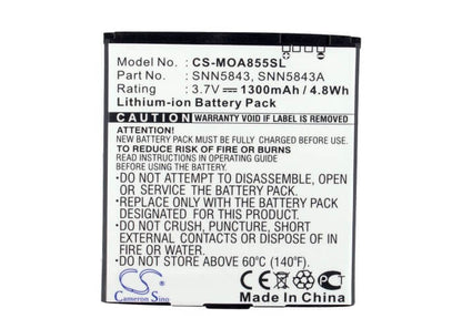 3.7V, 1300mAh, Li-ion Battery fits Sprint, Admiral, 4.81Wh