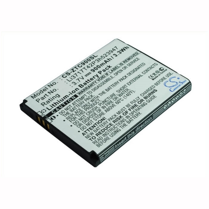 3.7V, 900mAh, Li-ion Battery fits Zte, C90, 3.33Wh