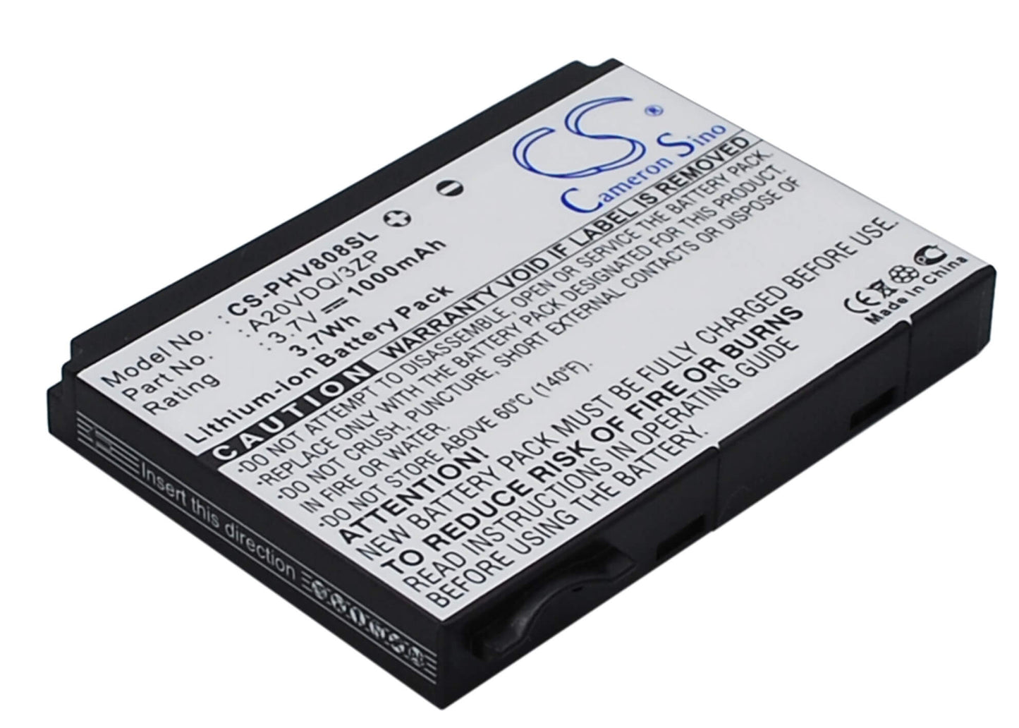 3.7V, 1000mAh, Li-ion Battery fits Philips, Xenium V808, 3.7Wh