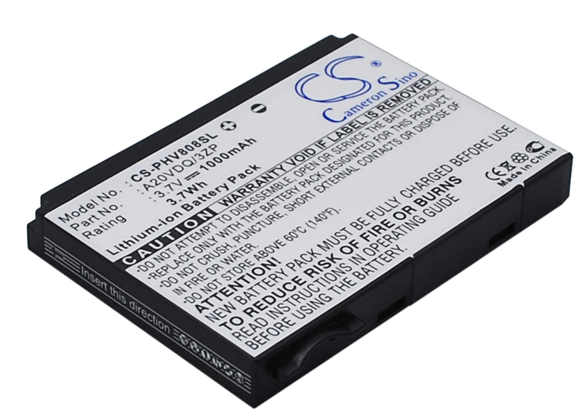 3.7V, 1000mAh, Li-ion Battery fits Philips, Xenium V808, 3.7Wh