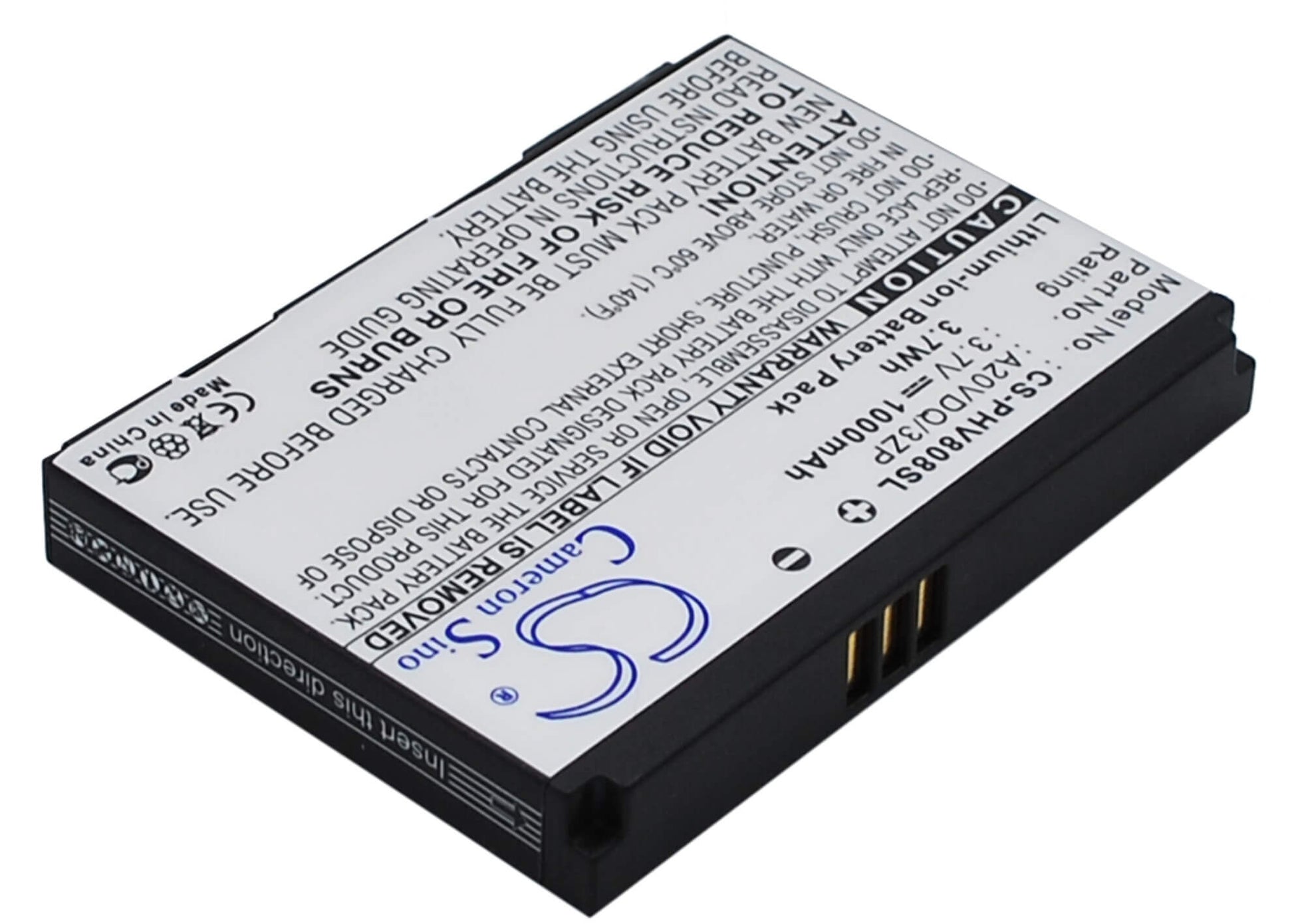 3.7V, 1000mAh, Li-ion Battery fits Philips, Xenium V808, 3.7Wh