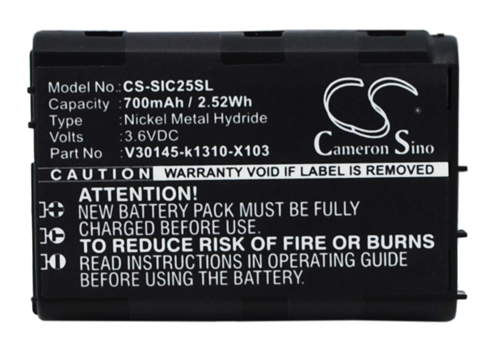 3.6V, 700mAh, Ni-MH Battery fits Siemens, C25, C25 Power, 2.52Wh