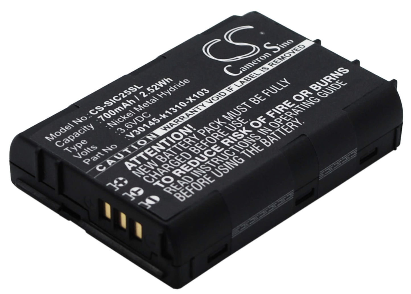 3.6V, 700mAh, Ni-MH Battery fits Siemens, C25, C25 Power, 2.52Wh