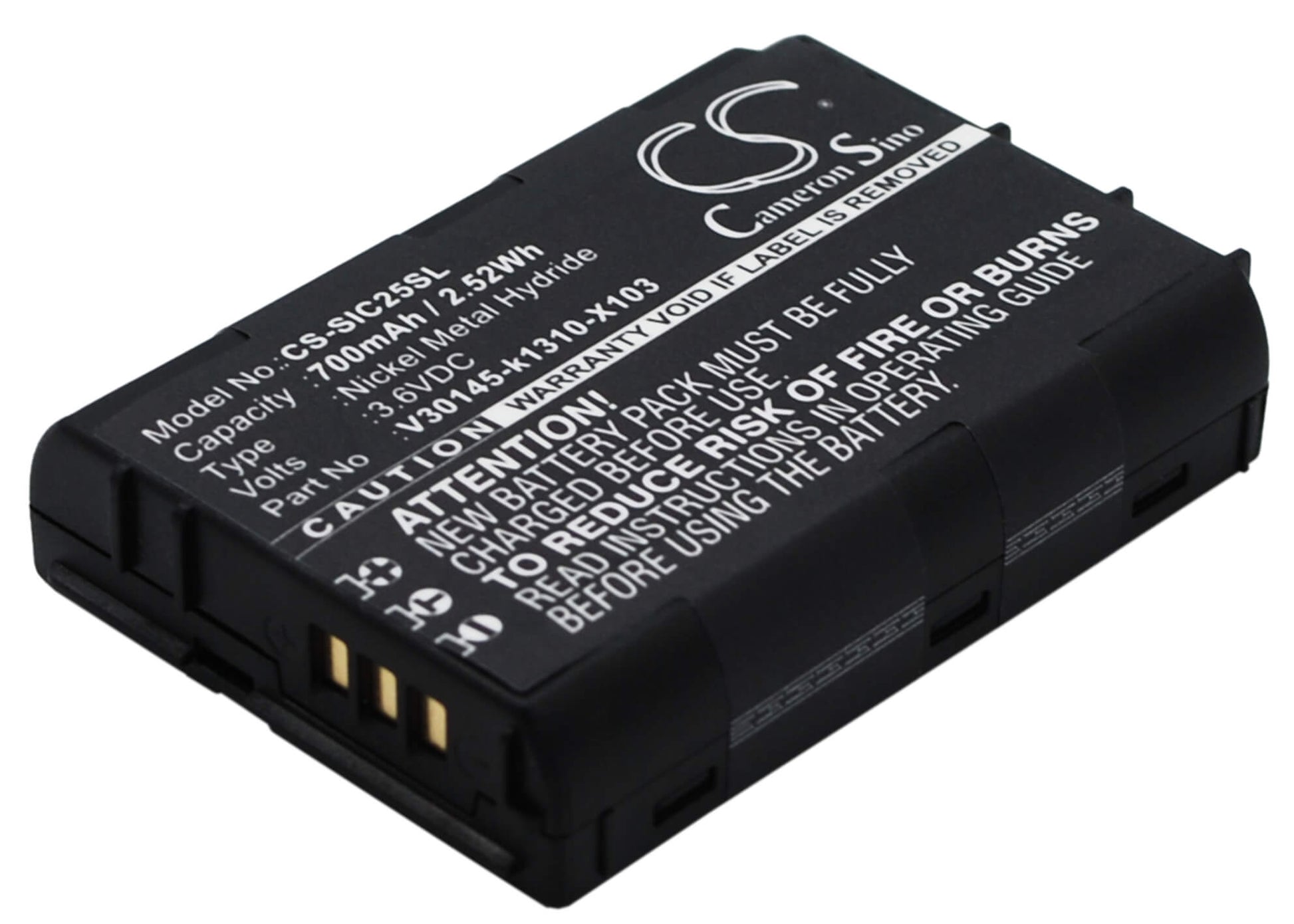 3.6V, 700mAh, Ni-MH Battery fits Siemens, C25, C25 Power, 2.52Wh