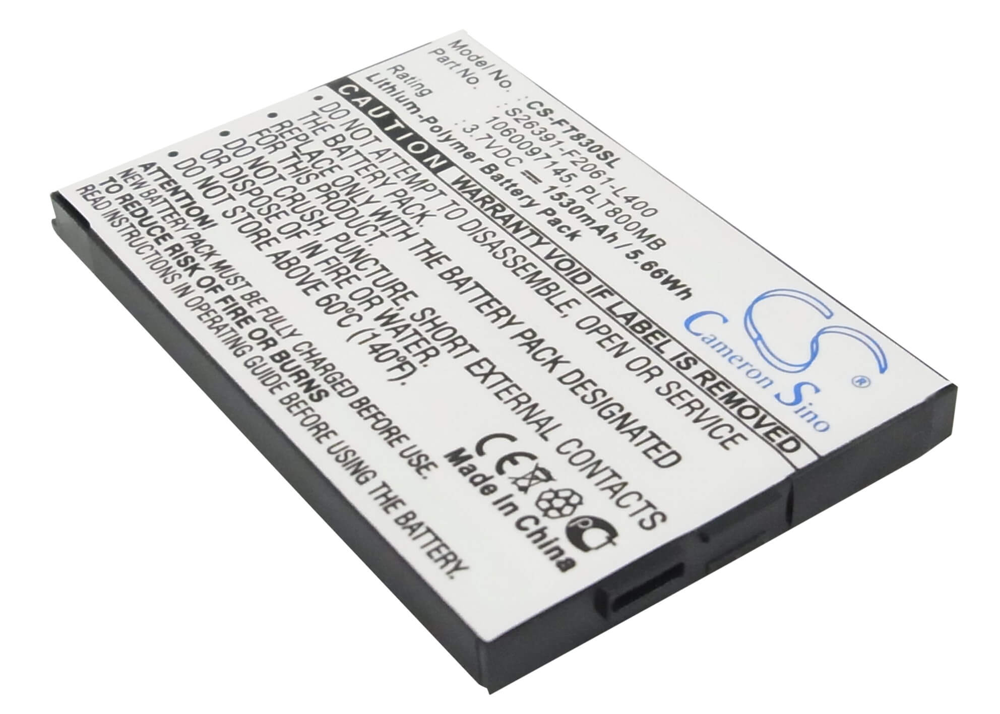 3.7V, 1530mAh, Li-Polymer Battery fits Fujitsu, Loox T800, Loox T810, 5.661Wh