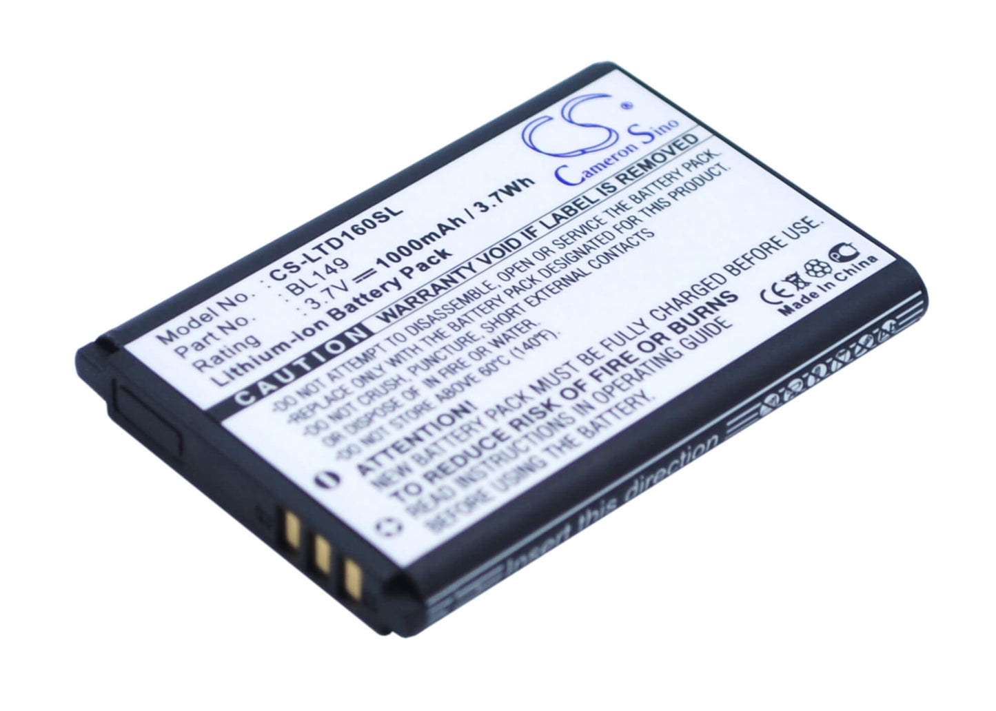 3.7V, 1000mAh, Li-ion Battery fits Lenovo, Td16, 3.7Wh