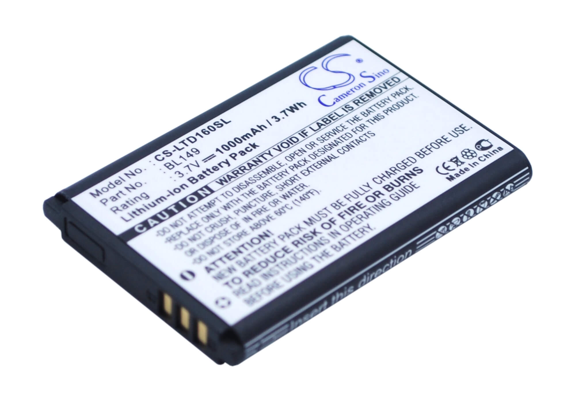 3.7V, 1000mAh, Li-ion Battery fits Lenovo, Td16, 3.7Wh