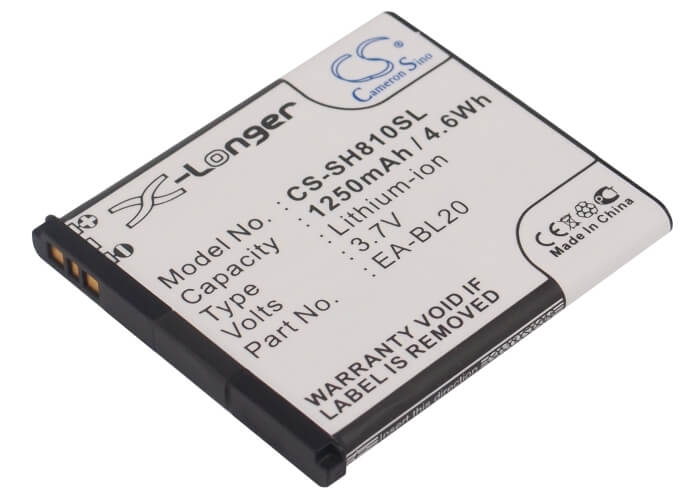 3.7V, 1250mAh, Li-ion Battery fits Sharp, Sh80iuc, Sh81iuc, 4.625Wh