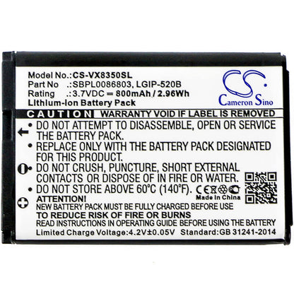 3.7V, 800mAh, Li-ion Battery fits Metropcs, Mn180, Select, 2.96Wh