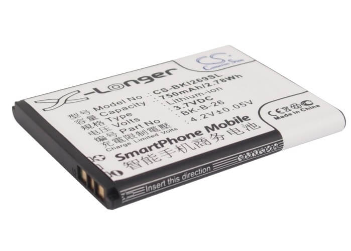 3.7V, 750mAh, Li-ion Battery fits Bbk, I188, I269, 2.775Wh