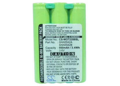 3.6V, 800mAh, Ni-MH Battery fits Motorola, 2297, M2090, 2.88Wh