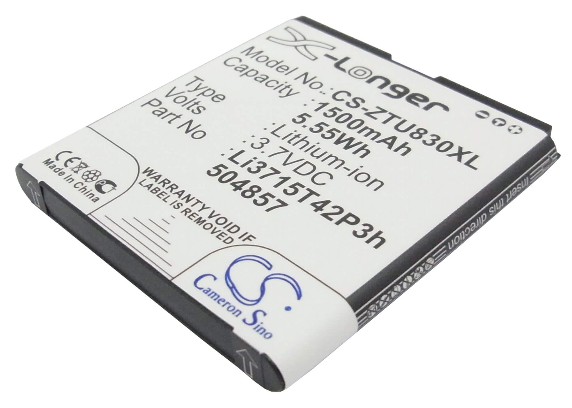 3.7V, 1500mAh, Li-ion Battery fits Zte, Blade C2, Blade C2 Plus, 5.55Wh