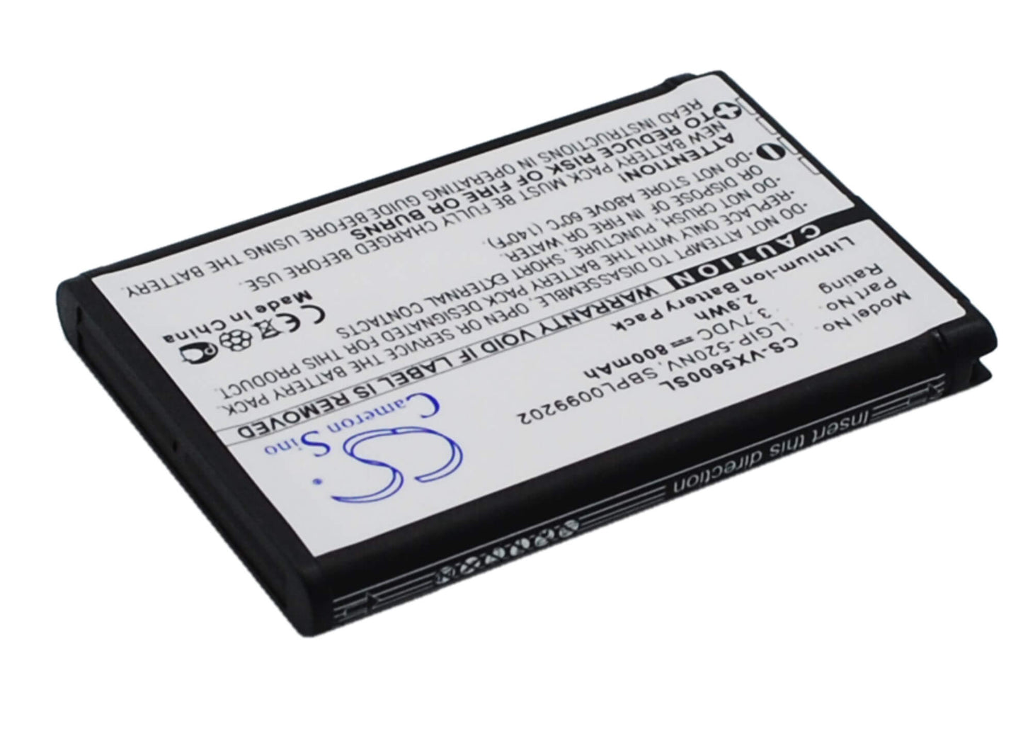 3.7V, 800mAh, Li-ion Battery fits Lg, Accolade, Cosmos Touch Vn270, 2.96Wh