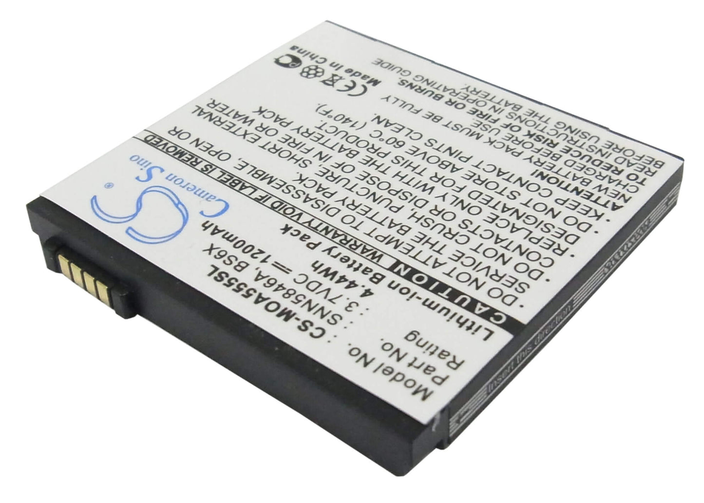 3.7V, 1200mAh, Li-ion Battery fits Motorola, Calgary, Devour A555, 4.44Wh