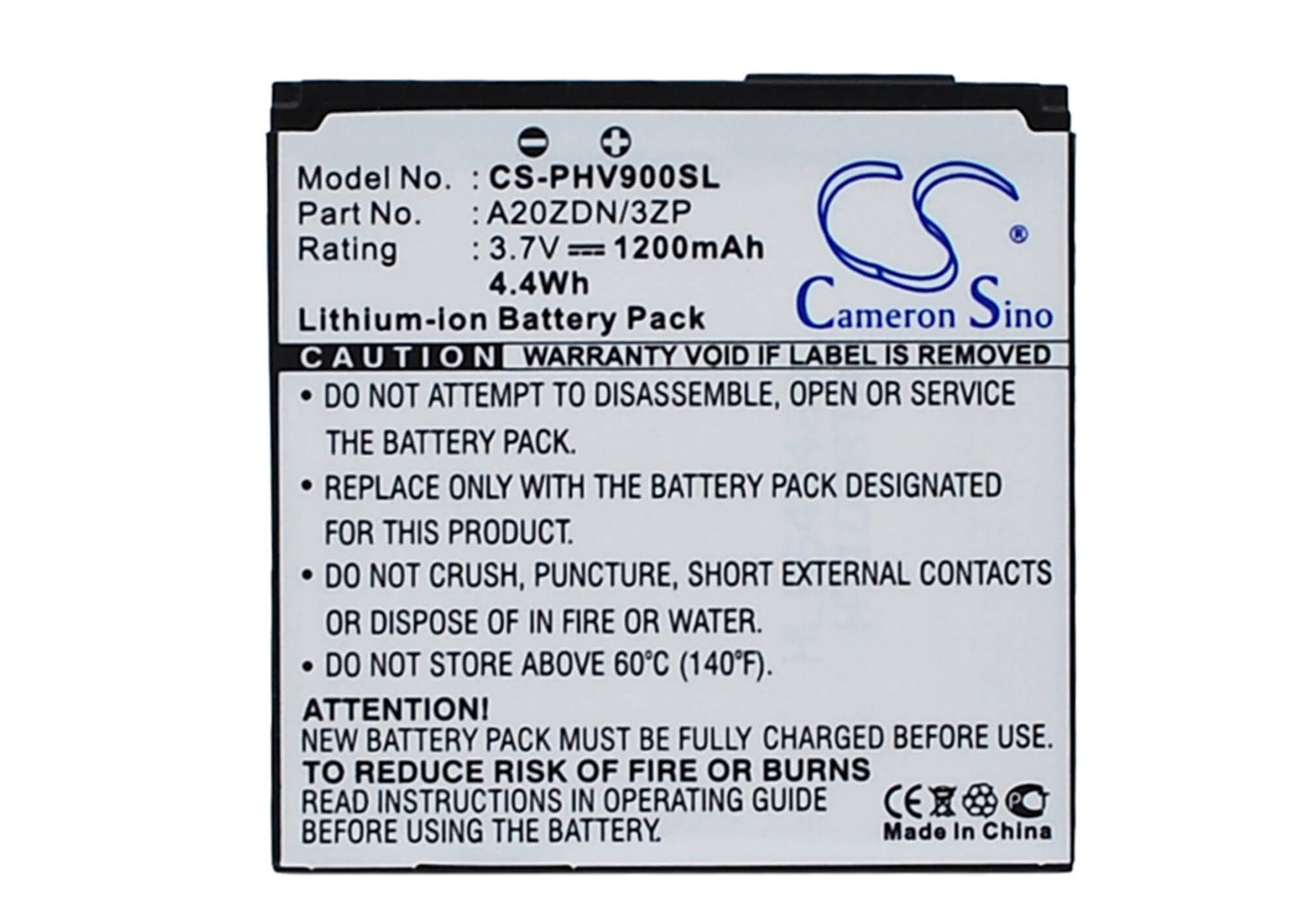 3.7V, 1200mAh, Li-ion Battery fits Philips, Xenium V900, 4.44Wh
