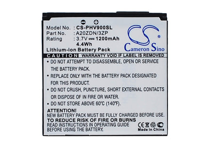 3.7V, 1200mAh, Li-ion Battery fits Philips, Xenium V900, 4.44Wh