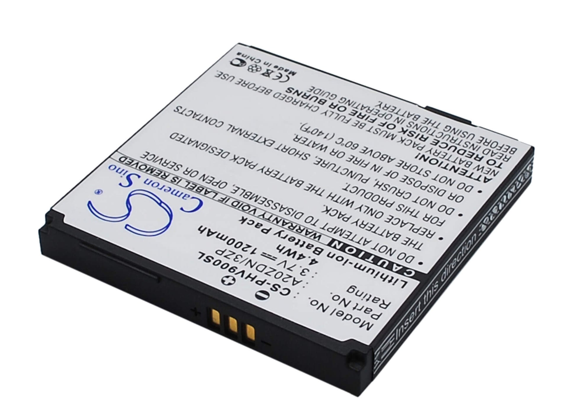 3.7V, 1200mAh, Li-ion Battery fits Philips, Xenium V900, 4.44Wh