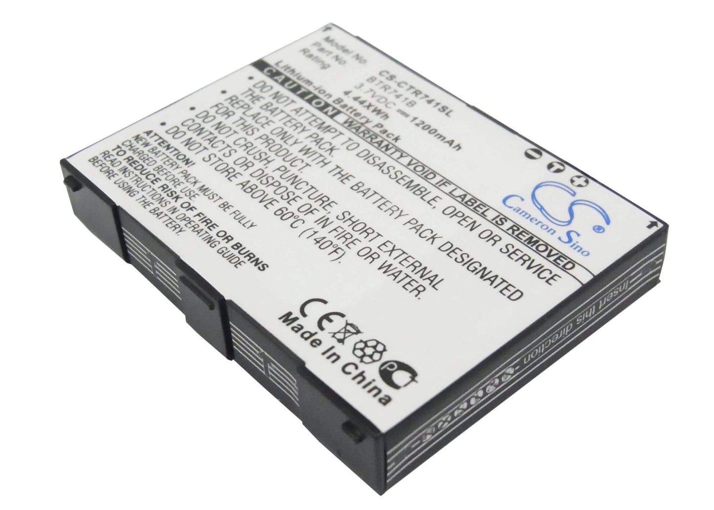 3.7V, 1200mAh, Li-ion Battery fits Casio, Gzone Brigade, Gzone Brigade C741, 4.44Wh