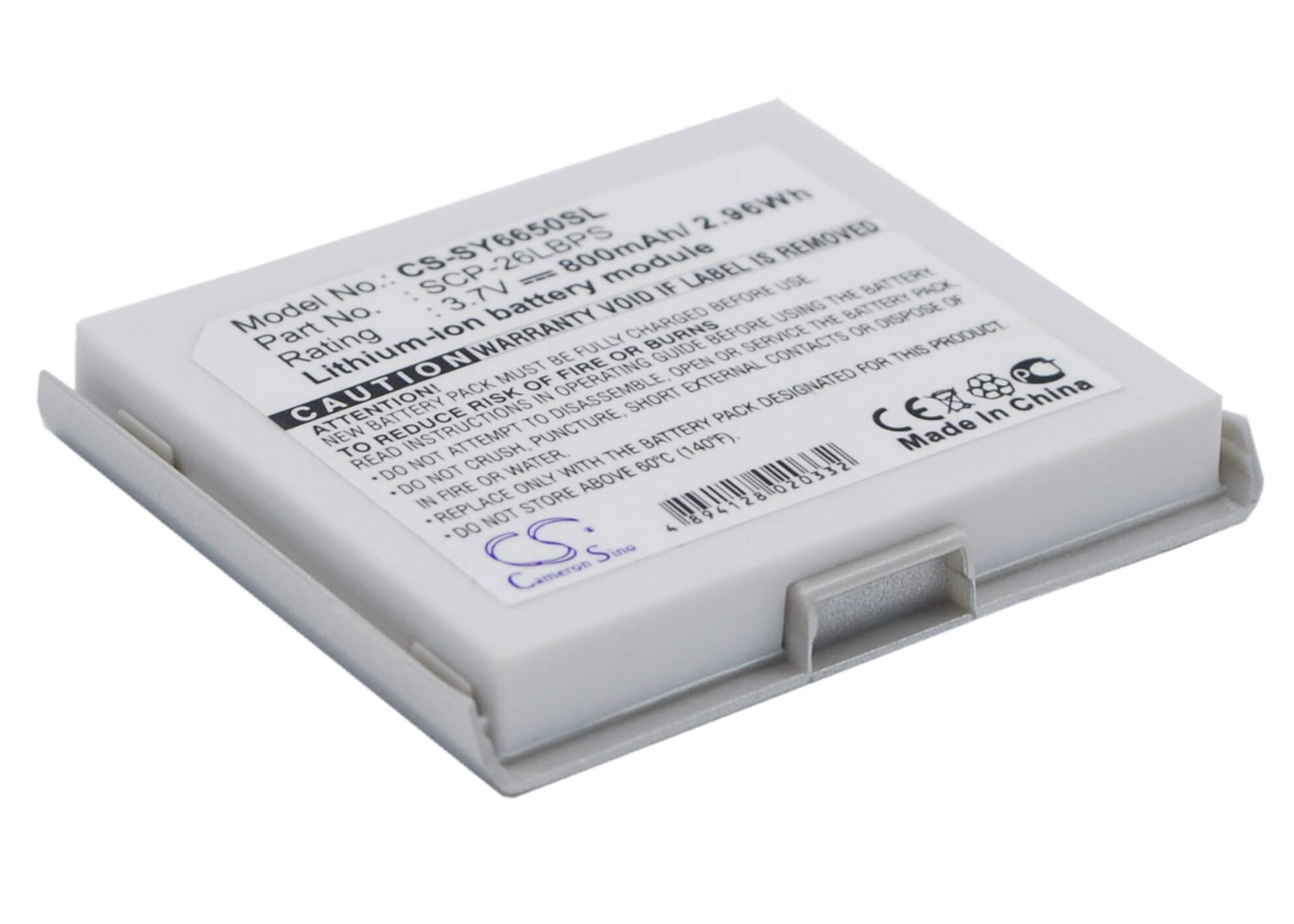 3.7V, 800mAh, Li-ion Battery fits Sanyo, Katana Ii, Scp-6650, 2.96Wh