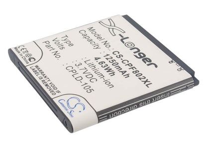 3.7V, 1250mAh, Li-ion Battery fits Coolpad, 8020+, 4.625Wh