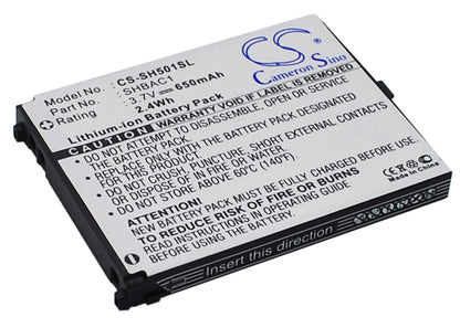 3.7V, 650mAh, Li-ion Battery fits Sharp, Sh501, V501sh, 2.405Wh
